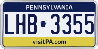 PA license plate LHB3355