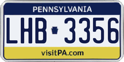 PA license plate LHB3356