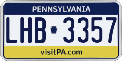 PA license plate LHB3357
