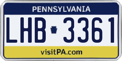 PA license plate LHB3361
