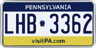 PA license plate LHB3362