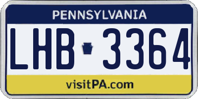 PA license plate LHB3364