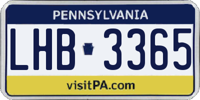 PA license plate LHB3365