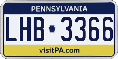 PA license plate LHB3366