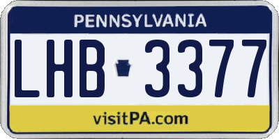 PA license plate LHB3377