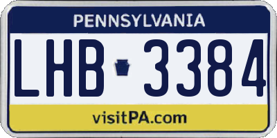 PA license plate LHB3384