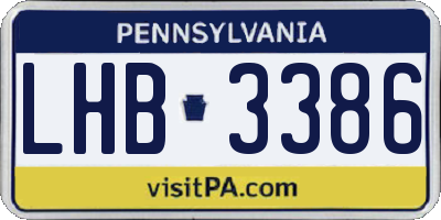 PA license plate LHB3386