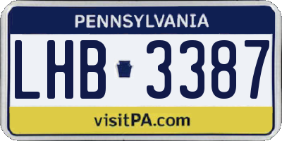 PA license plate LHB3387