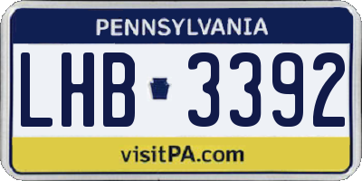 PA license plate LHB3392