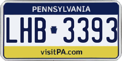 PA license plate LHB3393