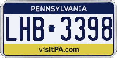 PA license plate LHB3398