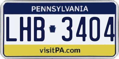 PA license plate LHB3404