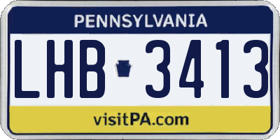 PA license plate LHB3413