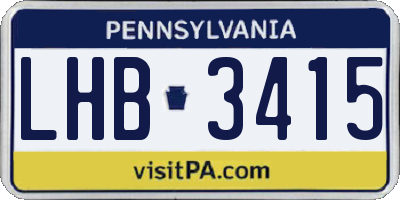 PA license plate LHB3415