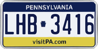 PA license plate LHB3416