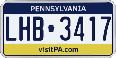 PA license plate LHB3417