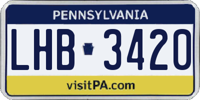 PA license plate LHB3420