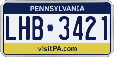 PA license plate LHB3421