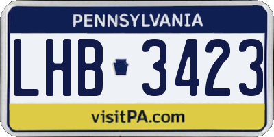 PA license plate LHB3423