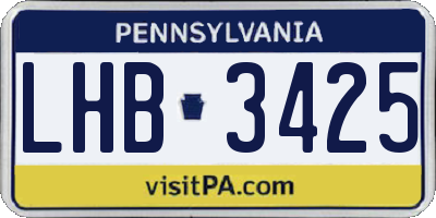 PA license plate LHB3425