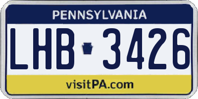 PA license plate LHB3426
