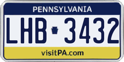 PA license plate LHB3432