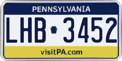 PA license plate LHB3452