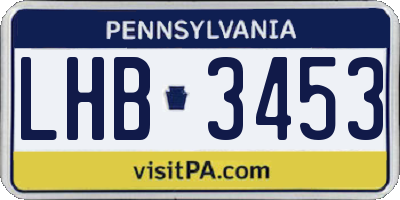 PA license plate LHB3453