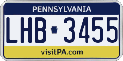 PA license plate LHB3455