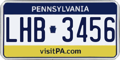 PA license plate LHB3456
