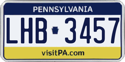 PA license plate LHB3457