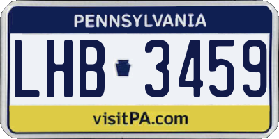 PA license plate LHB3459