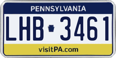 PA license plate LHB3461