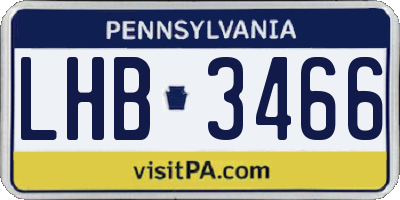 PA license plate LHB3466