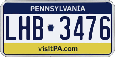 PA license plate LHB3476
