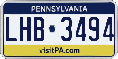 PA license plate LHB3494