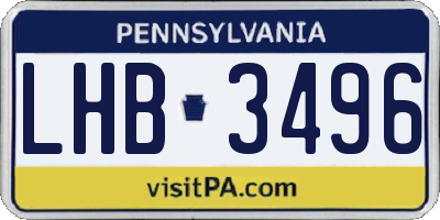 PA license plate LHB3496