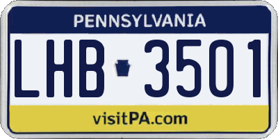 PA license plate LHB3501