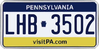 PA license plate LHB3502