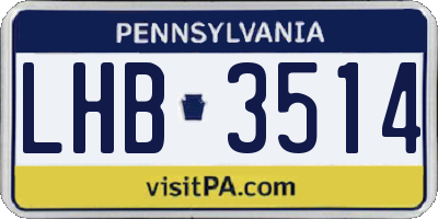PA license plate LHB3514
