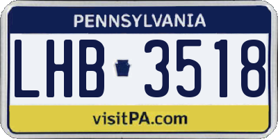 PA license plate LHB3518