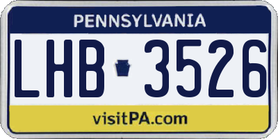 PA license plate LHB3526