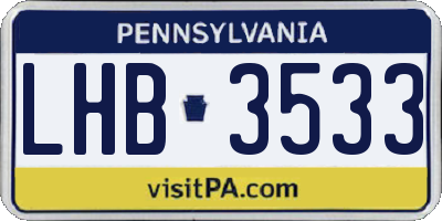 PA license plate LHB3533