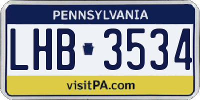 PA license plate LHB3534