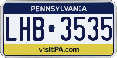 PA license plate LHB3535