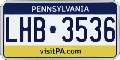 PA license plate LHB3536