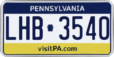 PA license plate LHB3540