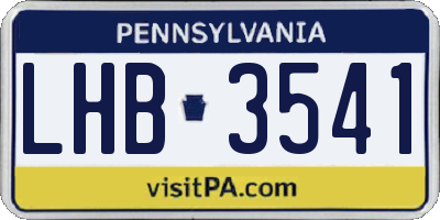 PA license plate LHB3541