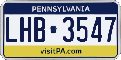PA license plate LHB3547