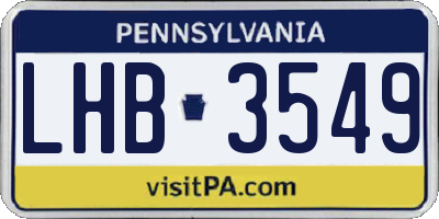 PA license plate LHB3549